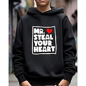 billiga Pojkens 3D Vision &amp; Geometri-Pojkar 3D Bokstav Huvtröja Långärmad Vår Höst Mode Streetwear Barn 4-12 år Huva Utomhus Ledigt Dagligen Normal