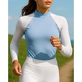 tanie Koszulki biegowe i topy-Damskie Koszulka do biegania Koszulka do tenisa Szczupła Długi rękaw Tee Tshirt Kolorowy blok Szybkie wysychanie Lekki Oddychający Bransoletka tenisowa Golf Bieganie Odzież sportowa Odzież sportowa