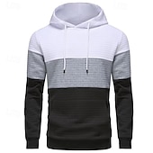 abordables sudaderas basicas hombre-Hombre Sudadera Blanco Amarillo Vino Verde Ejército Caqui Con Capucha Bloque de color Bolsillo Con Texturas Deporte Diario Festivos Poliéster Ropa de calle Básico Casual Primavera Otoño Ropa