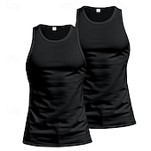 cheap Tank Tops-Men&#039;s Tank Top Vest Top Undershirt Sleeveless Shirt Sleeveless Crew Neck Summer Plain Fashion Designer Basic 2 Piece Vacation Street Going out Black White Black+White Top Tee for Men