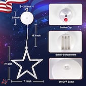 cheap Decorative Lights-3 Pcs Patriotic Hanging Lights July 4th Independence Day Red, White, Blue Pentagram Suction Cup Window Light AAA Battery Box Party Patriotic Atmosphere Decorative Light American Flag