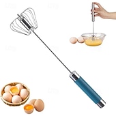 ieftine Ustensile de Gătit-Tel semiautomat din oțel inoxidabil, mixer manual cu împingere, instrument de agitare manual pentru ouă, țesător automat rotativ pentru gătit lapte cu ouă și lapte de casă