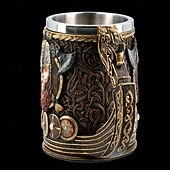 baratos Canecas &amp; Chávenas-Caneca de pirata viking com cabeça de dragão medieval, caneca de presente para Oktoberfest, copo de cerveja de resina 3D com forro de aço inoxidável, utensílios de bar góticos para decoração de casa, pub ou taverna