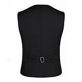abordables Chalecos-Hombre Chaleco Vacaciones Fiesta Negocio Moda Casual Primavera Otoño Botones Poliéster Cómodo Color sólido Botonadura Doble Diseño Ajuste regular Negro Blanco Rojo Chaleco