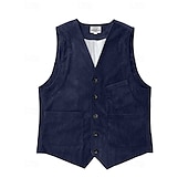 levne Gilety-Pánské Kamizelka Vesta Dovolená Párty Obchod Módní Na běžné nošení Jaro Podzim Knoflíky Kapsy Polyester Kordura Pohodlné Pevná barva Jednořadové sako s jedním knoflíkem Do V Běžný Tmavěhnědá Čern