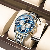 olcso Quartz órák-Férfi Kvarc Óra Luxus Nagy Dial Üzleti Lumineszcens Naptár Dátum Hét Vízálló Rozsdamentes Acél Óra