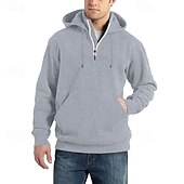 economico felpe con cappuccio da uomo di base-Per uomo Felpa con cappuccio e zip Felpa con cappuccio Felpa con zip Nero Vino Blu marino Blu Verde scuro Con Cappuccio Semplice Con zip Tasca Frontale Zip a un quarto Sport &amp; Outdoor Casuale