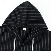 cheap Cotton Linen Shirt-Men&#039;s Shirt Linen Shirt Casual Shirt Button Up Shirt Cotton Shirt Stripe Vacation Hawaiian Black White Navy Blue Khaki Long Sleeve Hooded Spring Fall Clothing Apparel Drawstring