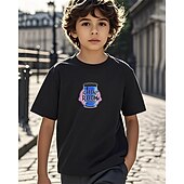 billiga Pojkens 3D Vision &amp; Geometri-Pojkar 3D Grafisk T-shirt Kortärmad Sommar Vår Mode Grundläggande Barn 4-12 år Rund hals Utomhus Ledigt Dagligen Normal