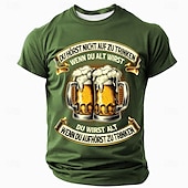 お買い得  メンズおもしろTシャツ-オクトーバーフェスト 男性用 ビール Tシャツ 半袖 Tシャツ 3Dプリント クルーネック シャツ ファッション 誇張された 日常 パーティー ストリート カジュアル ブラック ブルー グリーン 夏 春 衣類 S M L XL XXL XXXL