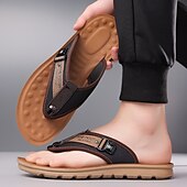 billige Ferietøfler-herre flip-flops i kunstskinn og netting, pustende slip-on-design med polstret såle, ideell for sommerstrand ved bassengkanten og avslappede helger