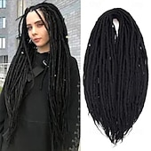 abordables Crocheter les cheveux-Extensions de dreadlocks à double extrémité en laine de 22 pouces, 15 brins de dreads synthétiques marron mélangés, dreadlocks fines et douces de style hippie pour femmes