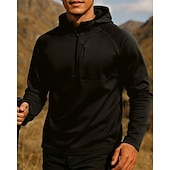 economico Cime-Per uomo Felpa Polo cima dell&#039;escursionismo Manica Lunga Con Cappuccio Maglietta Top Esterno Traspirante Asciugatura Rapida Leggero Zip a un quarto Poliestere Nero Verde militare Tennis Golf Corsa