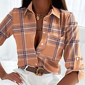 ieftine Topuri de lucru pentru femei-Pentru femei Cămașă Bluză Floare Modern Casual Manșon Lung Guler Cămașă Topuri obișnuite Zilnic Concediu Nasturi Imprimeu Alb Galben Maro Deschis Maro Trifoi Vară