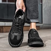 abordables Occasionnel-Homme Derby Marche ancien Affaires Occasionnel Quotidien Daim Cuir fendu Confortable Antidérapant À lacets Gris&amp;Blanc Noir Printemps