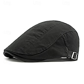 olcso Férfi kalapok-Férfi Vadászsapka Ascot Hat Newsboy Hat Fekete Sötétkék 100% pamut Divat Alkalmi Utca Napi Sima Állítható Fényvédő Légáteresztő