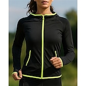 ieftine Jachete de alergare-Pentru femei Μπουφάν για τρέξιμο Jachetă de exterior Zip complet Manșon Lung Îmbrăcăminte Exterior De Atletism Toamnă Peteci Uscare rapidă Ușor Elastic Respirabil Tenis Golf Alergat Echipament sportiv