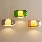 billige Øylys-Modern Style Hanging Light, Glass Metal Chandelier,Creative Personality Aluminium Art Pendant Lamp Lampshade,Bedroom Living Room Decoration Lighting Fixtures