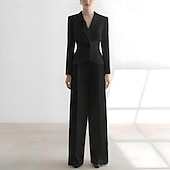 お買い得  女性用スーツ-女性用 2ピーススーツ フォーマル 結婚式のゲスト ストレッチ生地 エレガント 豪華 ミニマリスト 長袖 フロア丈 ショールラペル シングルブレスト