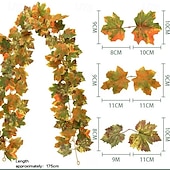 cheap Thanksgiving &amp; Fall Decoration-Fall Artificial Maple Leaf Garland, Halloween and Thanksgiving Harvest Vine Decoration, Realistic Faux Autumn Leaves for Indoor and Outdoor Use