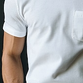 cheap Ribbed Knit Tee-Men&#039;s T Shirt Short Sleeve Crew Neck V Neck Summer All Seasons Plain Textured Fashion Simple Classic Plain Street Casual Sports White Brown Red Top Tee for Men