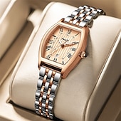 economico Orologi al quarzo-Orologio da donna alla moda con quadrante a botte di vino orologio al quarzo con numeri romani cinturino impermeabile PX7 calendario cinturino in acciaio inossidabile miglior scelta per i regali per