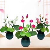 voordelige Kunstbloemen-2-pack kunstmatige waterlelie lotusbloemen voor aquariumdecoratie, boeddhistisch altaar, fotografie-accessoires, kunstbloemen