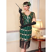 levne Šaty-Retro Řvoucí 20s 20. léta 20. století Bubenové šaty Šaty Úbory Velký Gatsby Svatební host Flitry Třásně Maškarní kostým Dámské Vánoce předvečer Všech svatých Karneval Párty a večer Svatební hostina