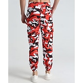 preiswerte Sweatpants-Herren Sporthose Jogginghose Hose Tasche Kordelzug Elastischer Bund Tarnung Komfort Sport im Freien Täglich Mode Lässig Rosa Rote Mikroelastisch