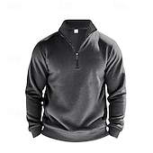 cheap Basic Sweatshirts-Men's Sweatshirt Quarter Zip Sweatshirt Apricot Black White Wine Red Half Zip Plain Sports &amp; Outdoor Daily Holiday Polyester Streetwear Basic Casual Summer Spring Clothing Apparel Hoodies Sweatshirts