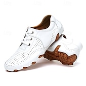 economico sandali da esterno-Scarpe da passeggio traspiranti da uomo bianche con ritagli – mocassini estivi casual con suola morbida per la guida, le vacanze al mare, l&#039;esplorazione della città e il comfort per tutto il giorno nelle giornate calde