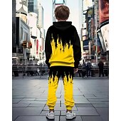 voordelige Jongens 3D Visie &amp; Geometrie-Jongens 3D Grafisch Set met capuchon en joggingbroek Sportoutfit Trainingspakken Lange mouw Lente Herfst Dagelijks Basic Casual Kinderen 4-12 jaar Capuchon Buiten Vakantie Sport Getailleerd