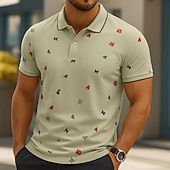 cheap Men's Elite Polo-Male Abstract Short Sleeve Polo Collar Modern Sports &amp; Outdoor Casual Athleisure Summer White Green Khaki