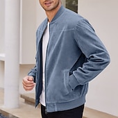 abordables Vestes en Suède Synthétique-Homme Veste Légère Veste Décontractée Vacances Quotidien Résistant à l&#039;usure Avec Poches Été Printemps Uni Mode Classique Col montant Régulier Noir Bleu Chameau Vert Véronèse Bleu de minuit Veste