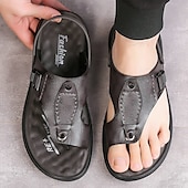 levne Sandály na dovolenou-Pánské hnědé sandály z umělé kůže s retro přezkou a oporou klenby, ideální pro každodenní chůzi, outdoorové nošení a dovolenou.