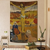 رخيصةأون سجادة دينية-فن الجدارية العصور الوسطى زينة جدارية عصور وسطى زخرفة جداريات كبيرة تصوير خلفية بطانية ستارة زينة غرفة النوم المعيشة