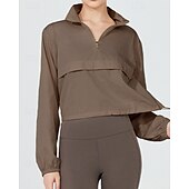baratos Moletom &amp; Suéter-Mulheres Jaqueta de Corrida Capa de Chuva Bolso Com Zíper Leve Manga Longa Blusas Outono Prova-de-Água A Prova de Vento Secagem Rápida Umidade do pavio Pilates Corrida Ioga Roupa de esporte Roupas