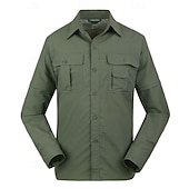 preiswerte Oberteile-Herren Wanderhemd Wanderspitze Cargo-Shirt Langarm Umlegekragen Oberteil Außen Wasserdicht Winddicht Leicht Polyester Dunkelgrau Armeegrün Khaki Laufen Camping / Wandern / Höhlenforschung