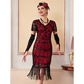levne Šaty-Retro Řvoucí 20s 20. léta 20. století Bubenové šaty Šaty Úbory Velký Gatsby Svatební host Flitry Třásně Maškarní kostým Dámské Vánoce předvečer Všech svatých Karneval Párty a večer Svatební hostina