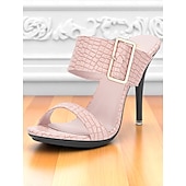 baratos Festa da Vida Noturna-sandálias femininas de salto alto com estampa de crocodilo amarela e tira com fivela - sapatos de festa ousados e abertos para vida noturna, clubes e eventos de verão