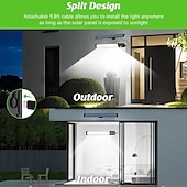 voordelige Wandverlichting buiten-316led buitenzonnestraatverlichting met 3 meter kabel, led split landschap patio tuinverlichting met afstandsbediening, camping buitenzonneschijnwerper, zonne-energie, USB-oplaadbaar, 1 stuk