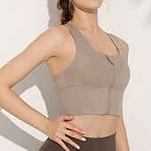 baratos Sutiãs esportivos &amp; coletes-Mulheres Sutiã de ioga Tanque Sutiã Pilates Roupa-Interior Suportes altos Respirável absorvente de suor Sem Fio Com almofadas Cor Sólida / Simples Esporte Roupas Esportivas Preto Azul Academia