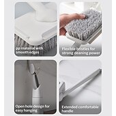 abordables Les fournitures de nettoyage-Brosse de nettoyage de salle de bain, brosse de nettoyage multifonctionnelle, avec poignée rotative, rangement mural
