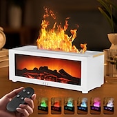 abordables 123496-1 cheminée à simulation de flamme rétro, humidificateur silencieux, machine d&#039;aromathérapie, lumière d&#039;ambiance colorée, interrupteur de synchronisation à trois niveaux, télécommande de type C, prise