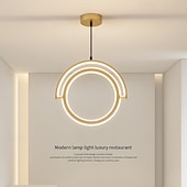 olcso Függőfények-gyűrűs medállámpa arany kivitelben, modern LED éjjeli lámpa, fém függesztékek, amelyek kompatibilisek hálószobával, étkezővel, konyhaszigettel, csillárlámpa stabilizálással