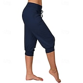 billige cargobukser for kvinner-Dame Capri-bukser Søndagsshorts Gatemote Fritid Kalv lengde Medium Midje عادي Elastisk midje Snorer Pusteevne Myk Mikroelastisk Feriereise Gate Dagligdagstøy Svart Rosa Navyblå Grønn Sommer Normal