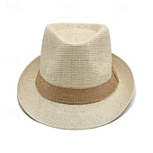 voordelige Feesthoeden-Britse jazzhoed, herenzonbescherming, zonnehoed, strandhoed, strohoed, casual hoed