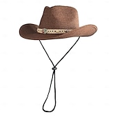 olcso Kalapok-retró divatos cowboy kalapok retró divatos nagy ereszű, ívelt szélű, kemény szalma western cowboy kalapok utazáshoz mindenféle strandkalap férfiaknak és nőknek