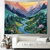cheap Landscape Tapestry-Landscape Mountain Hanging Tapestry Wall Art Large Tapestry Mural Decor Photograph Backdrop Blanket Curtain Home Bedroom Living Room Decoration