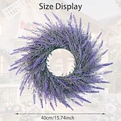 economico Fiore finti-Ghirlanda di lavanda artificiale da 40 cm per porta d'ingresso, decorazione da parete per interni, decorazione per matrimoni e accessorio fotografico